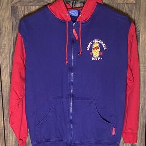 Vintage Pooh 'Most Valuable MVP' Two-Tone Zip Hoodie - Blue and Res